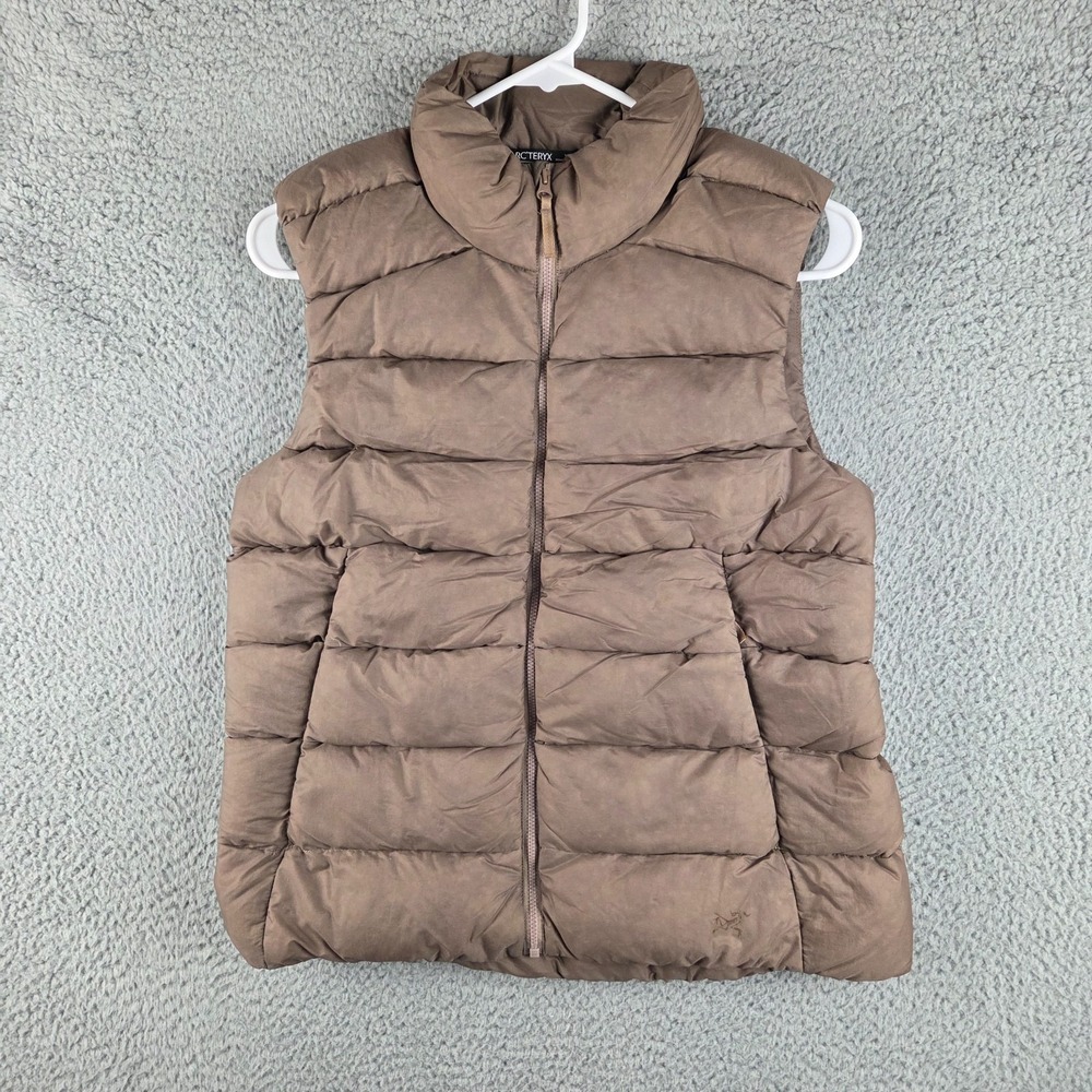 Arcteryx Seyla Goose Down Puffer Vest‎ Womens XS Brown Full Zip Preppy